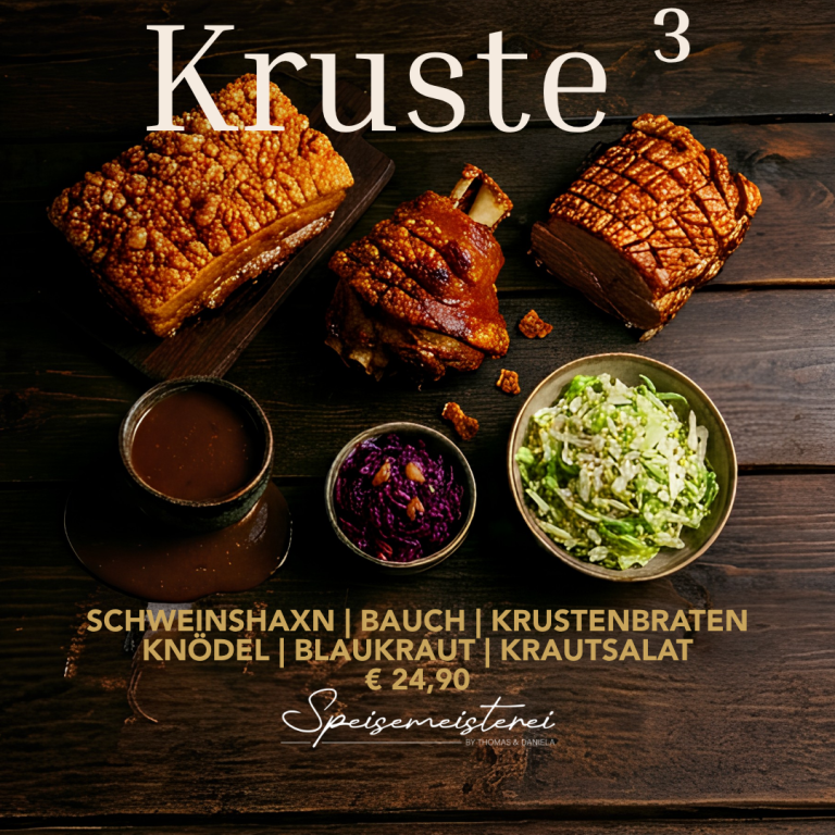 Schwarzer Hintergrund mit dem Text „Genuss ist einfach jede Sünde wert“ und dekorativen Pflanzen.